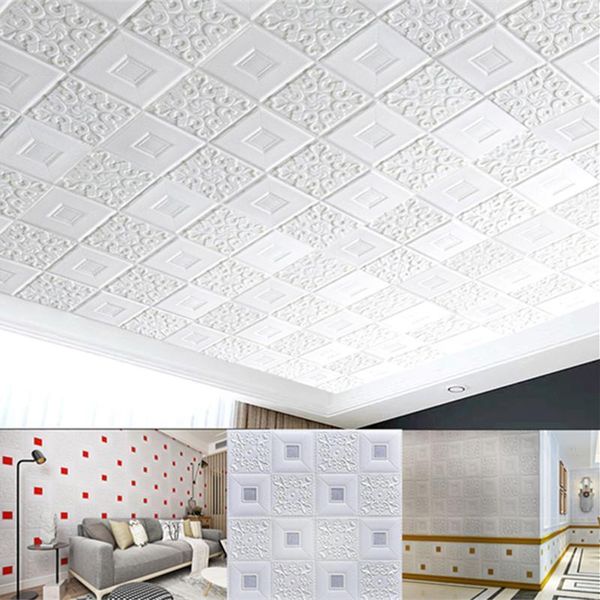 

3d wall stickers ceiling sticker roof decoration foam wallpaper stereo waterproof diy tv background wallpaper decoration sticker1