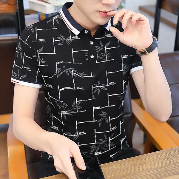 

2020 brand clothing male pure cotton short sleeve / men's printing slim fit leisure polo shirts s-3xl, White;black