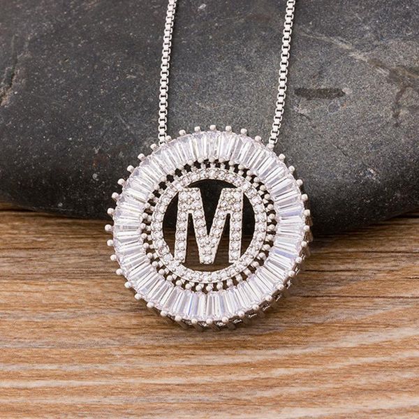 

micro pave cz initial letter pendant name necklace silver color charm necklace for women men friend jewelry dropshipping