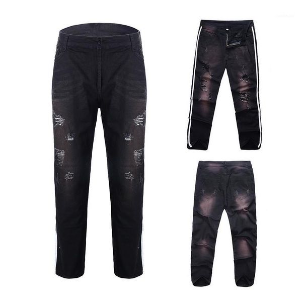

fashion men ripped biker jeans black skinny male motorcycle hole denim jeans straight stretch cowboy dropping streetwear1, Blue