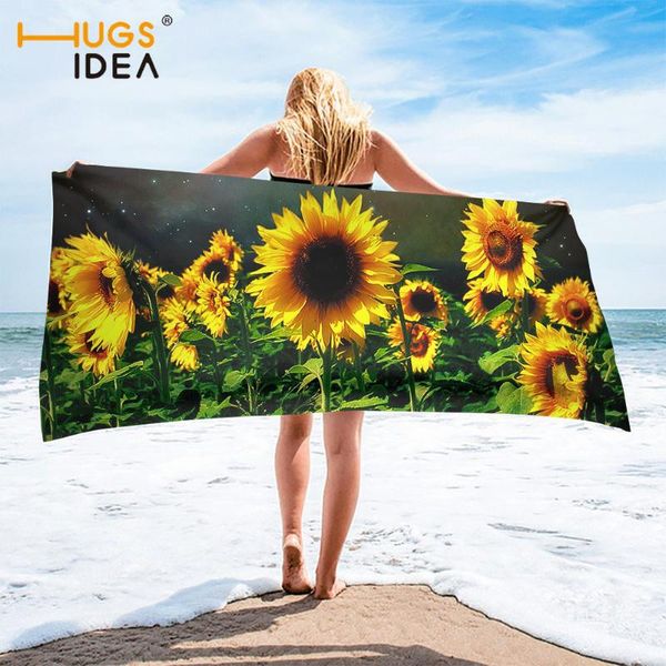 

towel hugsidea trendy night sunflowers printed bath for children toalla playa kid women beach quick-dry bathroom towels