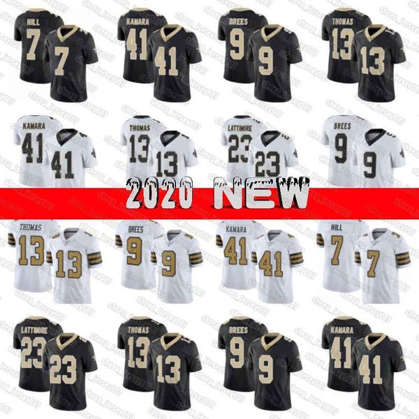 

9 drew brees 41 alvin kamara orleans saints jersey 13 michael thomas 7 taysom hill 23 marshon lattimore 94 cameron jerseys, Black;red