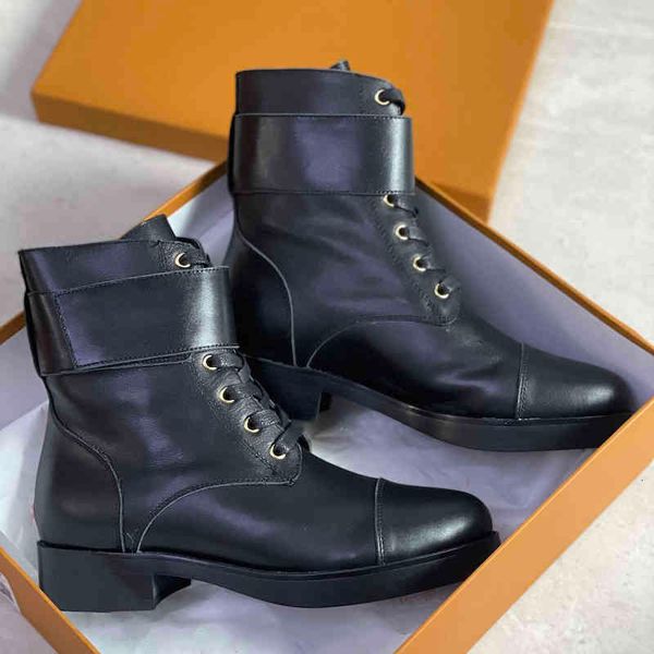 

ankle boot designer wonderland flat ranger star trail high 8cm real leather with welt twist buckle flamingos platform combat s with, Black