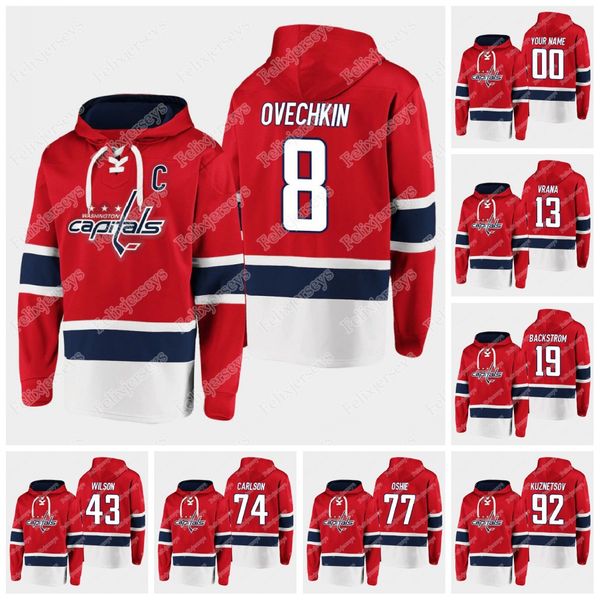

washington capitals 2020 dasher player hoodie henrik lundqvist alex ovechkin john carlson t.j. oshie tom wilson backstrom kuznetsov, Black;red