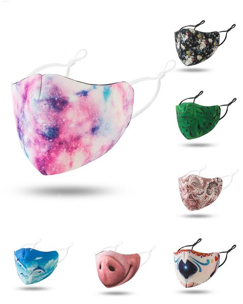 

cotton adults printing face protective dustproof pm2.5 anti-dust breathable mask anti haze reusable mouth-muffle cover masks