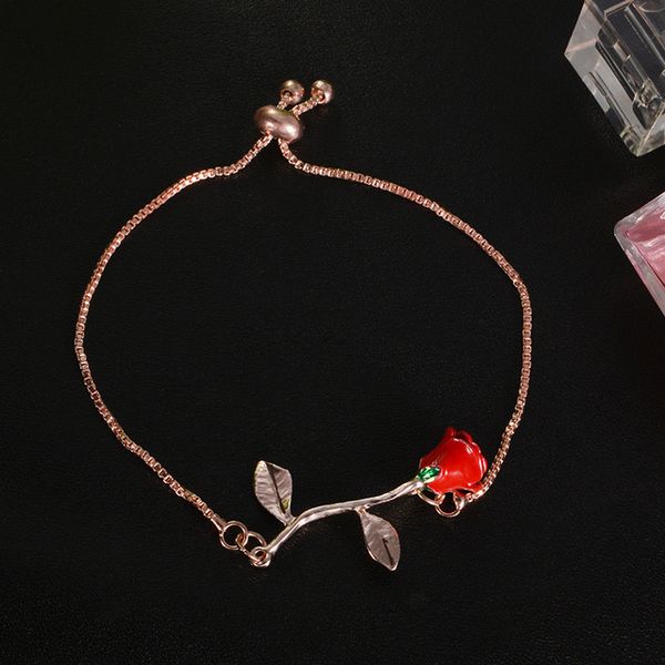 

new jewelry multicolor exquisite rose pendant bracelet for girlfriend, valentine's day gift, Black