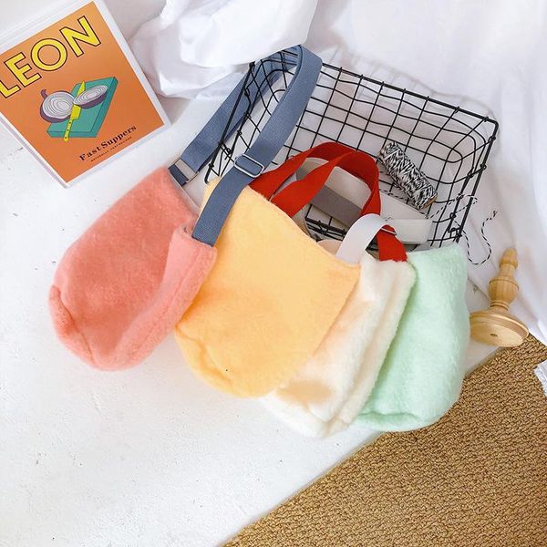 

purse cute girls mini coin pouch 2021 autumn winter plush crossbody bags for kids girl small purses and handbags baby clutch bag1, White