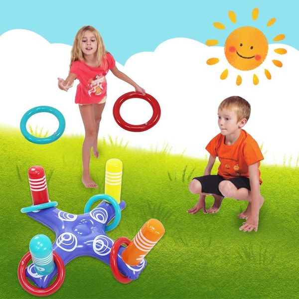 

interesting outdoor children group competition quoits game team cooperation sense emotional development social skills educate wmthnl