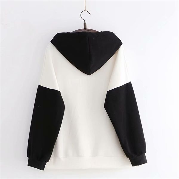 

yupinciaga women hooded sweatshirts fall winter long sleeve hit color femme chinese style embroidery hoodies 201207, Black