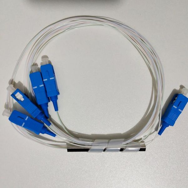 

10pcs/lot sc/upc fiber optical plc splitter sc 1 x 4 mini steel tube type 1x4 0.9mm fiber opitc splitter micro-enclosed