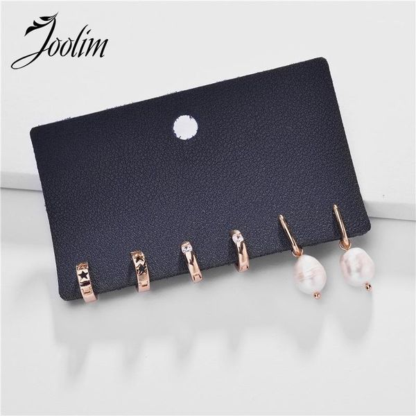 

hoop & huggie joolim jewelry wholesale 3 pairs earrings set freshwater pearl drop earring1, Golden;silver