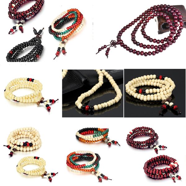 

108*6mm buddhist tibetan decor prayer bracelet fashion bangle wrist ornament wood buddha beads women jewelry religion che2g0, Black