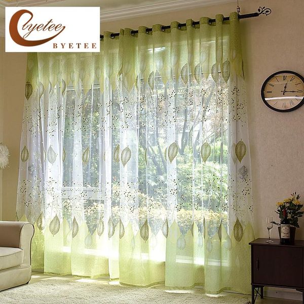 

curtain & drapes [byetee] window tulle kitchen organza sheer bead door green curtains for living room yarn fabrics bedroom voile