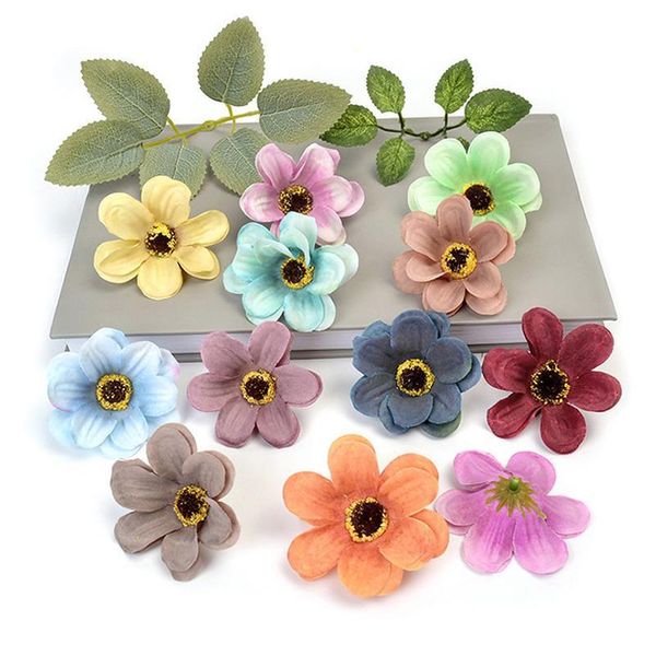 

10pcs 6cm silk daisy artificial flowers craft bridal wreath gift scrapbook wedding christmas home decoration fake flow bbyxgd
