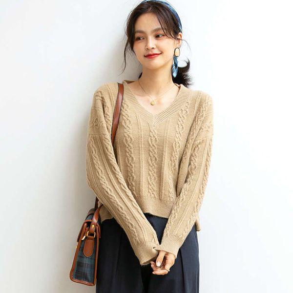 

vipxiuye fashionable knitwear 2020 new korean fixed dye v-neck jacquard loose short sweater for women, White;black