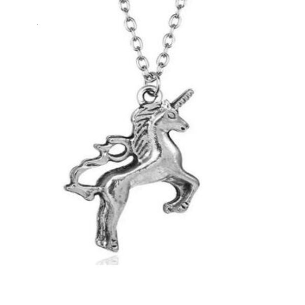 

fashion necklace silver animal horse unicorn pendant women chain necklaces lovely gift jewlery bijoux accessories