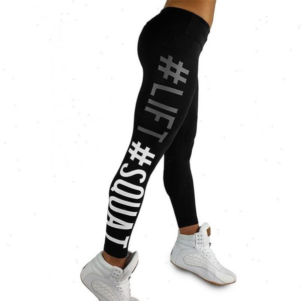 

new arrival lift squat letter print high waist women leggings pants breathable female fitness leggins casual trousers for women, Black