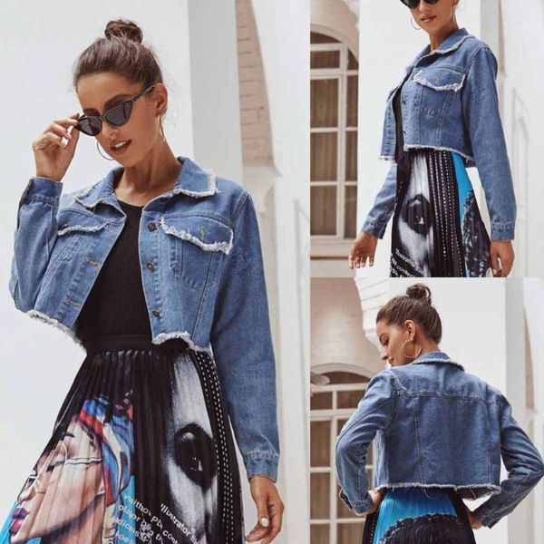 

womens denim long sleeve button jacket casual coat outwear1, Black;brown