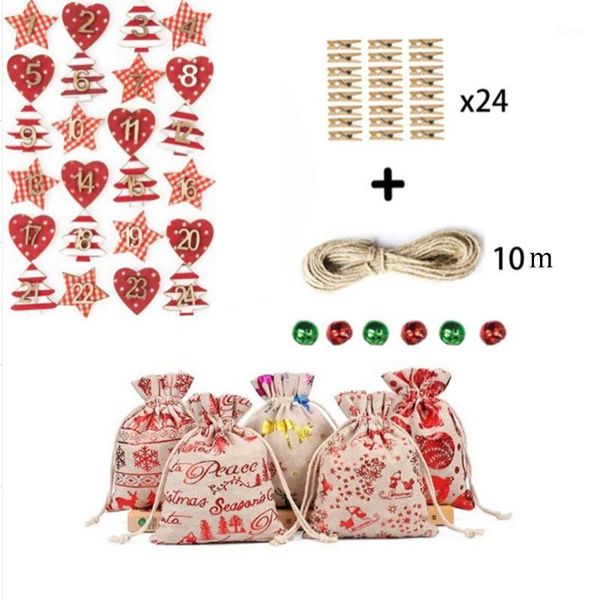 

24pcs christmas gift bags large capacity auto-filled countdown calendar jute bag candy storage pouch diy christmas decoration1