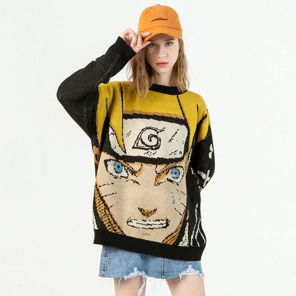 

2021 new harajuku women's nightgown narrates standard kpop sweater knitted warm winter sweaters for woman oversize male jumper women 6d, White;black
