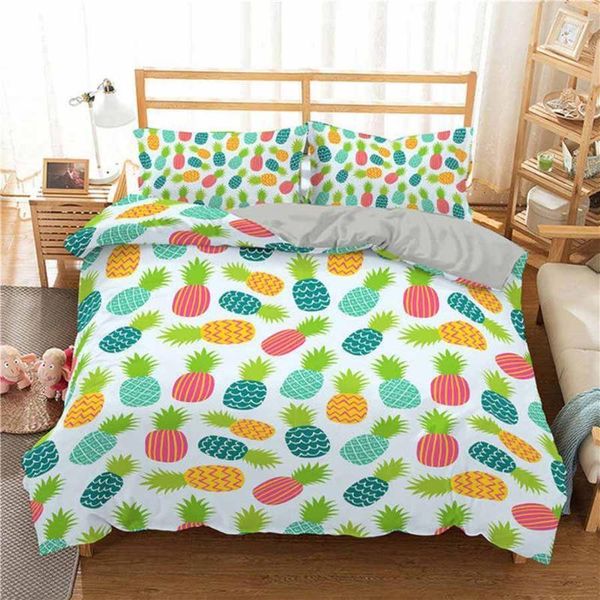 

wostar 3d bedding set king size pineapple print duvet cover pillowcase luxury home textiles bed linen comfortable set1