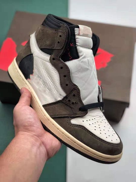 

men women with box 1s suede basketball shoes travis scotts 1 high sports luxury designer trainer sneakers athletic shoes