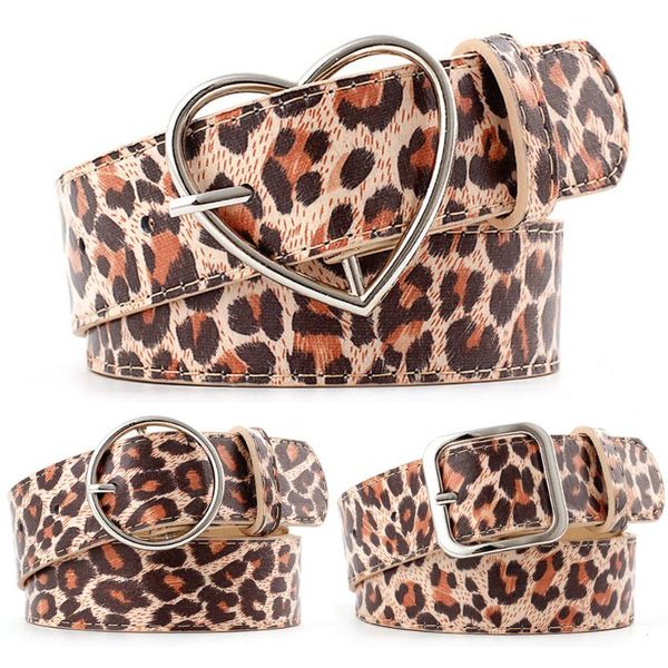 

женский пояс круглый квадратный сердечный контакт пряжки ремни леопардовый образец пояс bltyn0351, Black;brown