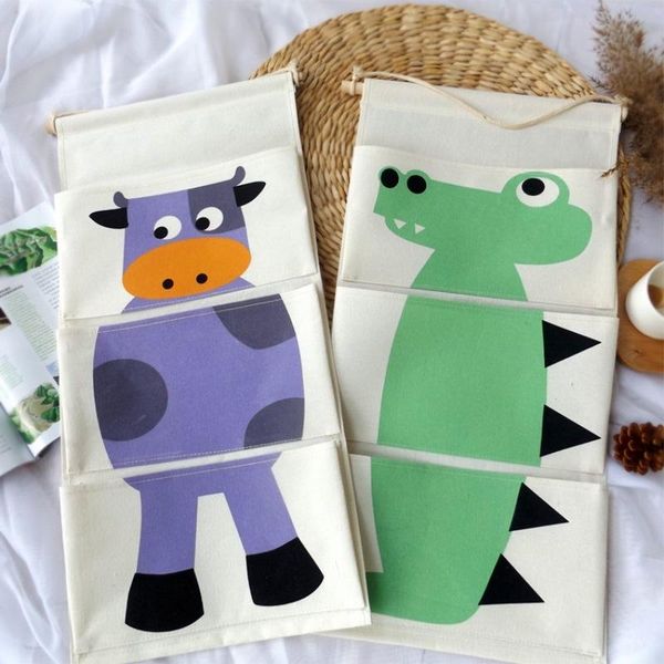 

cozy animals door wall hanging organizer bag linen home decorative storage pouch