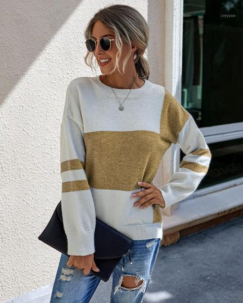 

fashion casual women autumn sweater loose female streetwear pullover patchwork knitwear women outerwear sweaters1, White;black