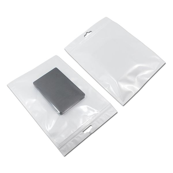 10*18 cm Bianco/Trasparente Autosigillante Cerniera di Plastica Imballaggio Al Dettaglio Poli Sacchetto Zip Bagl Pacchetto Foro di Appendere Per iPhone 4 S 5 S 6 S