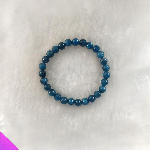 

link, chain stone beads bracelet faith natural energy apatite elastic pulse men and women fashion round bead gift, Black