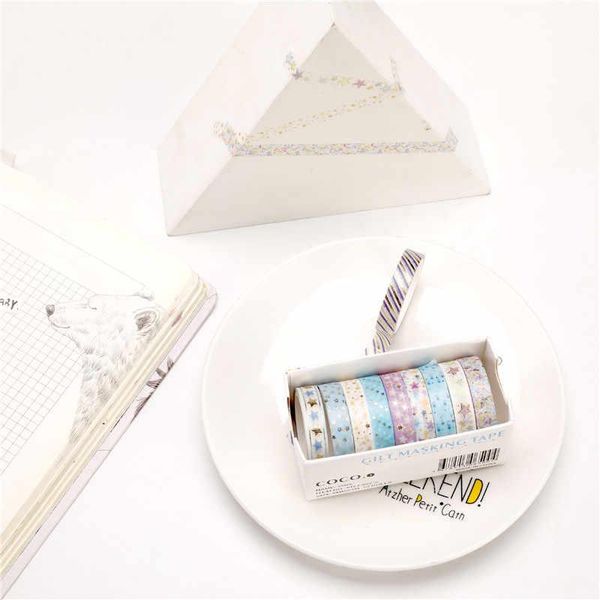 

fashion 10 pcs/set gold foil washi tape cute heart masking tape decorative adhesive tape sticker scrapbooking diy stationery
