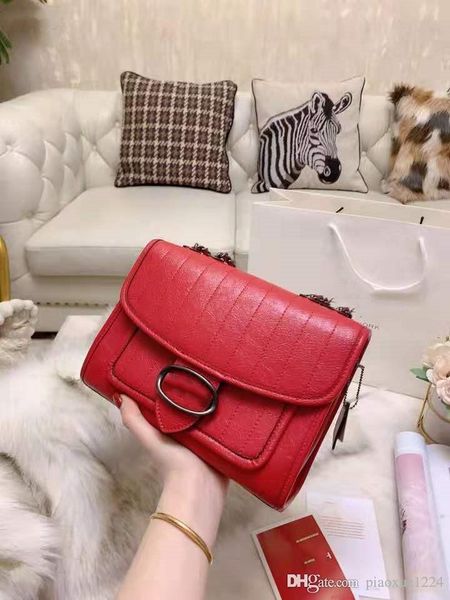 

new designer women's fashion one shoulder hand chain cowhide messenger bag red