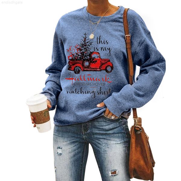 

women's bottoming sweater hallmark letterprint crew neck long sleeve, Black