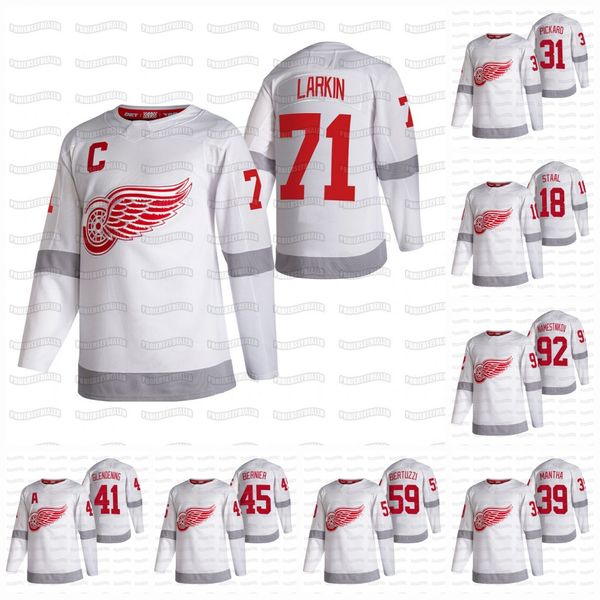 

youth 71 dylan larkin detroit red wings 2021 reverse retro moritz seider vladislav namestnikov jersey jimmy howard mantha bertuzzi, Black;red