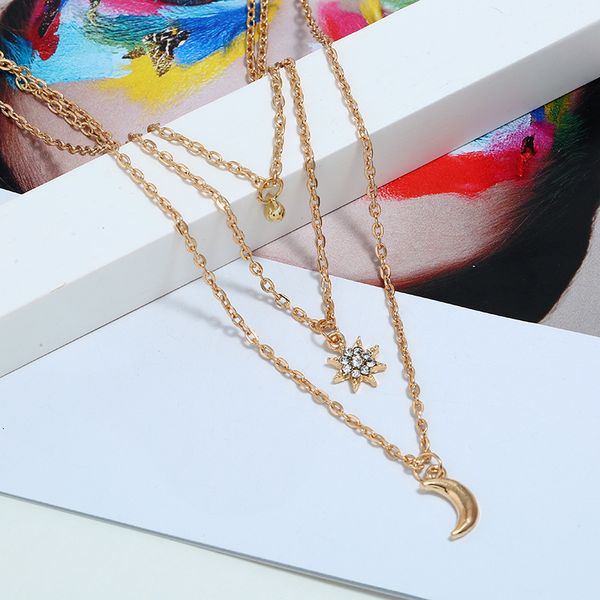

for pretty choker diamond multilayer necklaces women men metal gold plated chain necklace jewelry accessories
