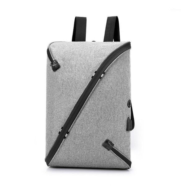 

anti-theft men's fashion backpack personality solid color add usb and charging port lapbag1
