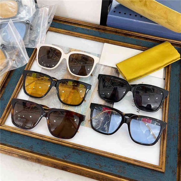 

75% off high version 2022 new gg0599 xiao zhan's same tan large square thin face star net red sunglasses, White;black