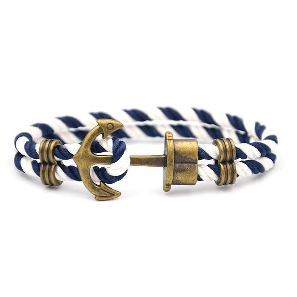 

junwei men anchor bracelet made of nylon in navy blue-white und anchor made qylywb