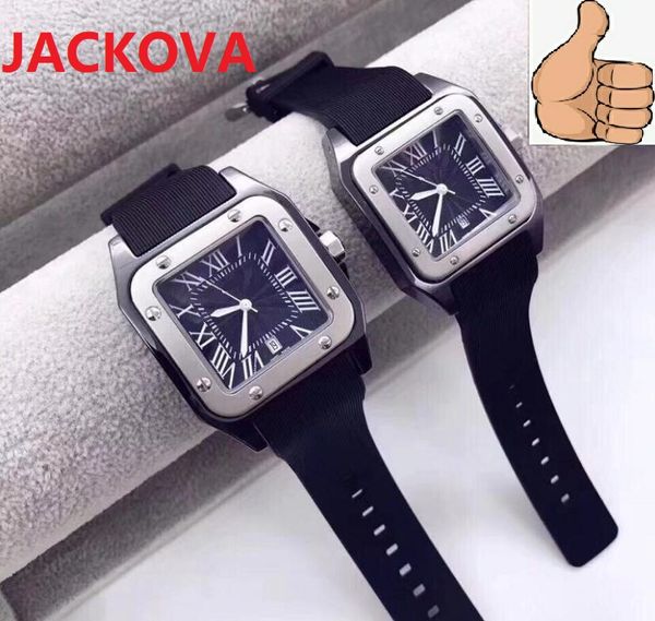 Luxo Esportes Roman Square Designer Relógio Japão Quartzo Movimento Cronógrafo Cronógrafo Para Homens Mulheres Super Presentes Relógios Silicone Ruber Strap