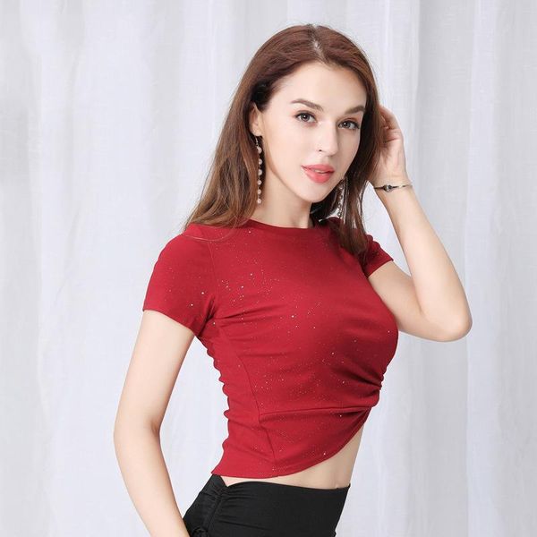 

stage wear latin dance costumes for women red shirts dress ballroom professional practice clothing sl1869, Black;red