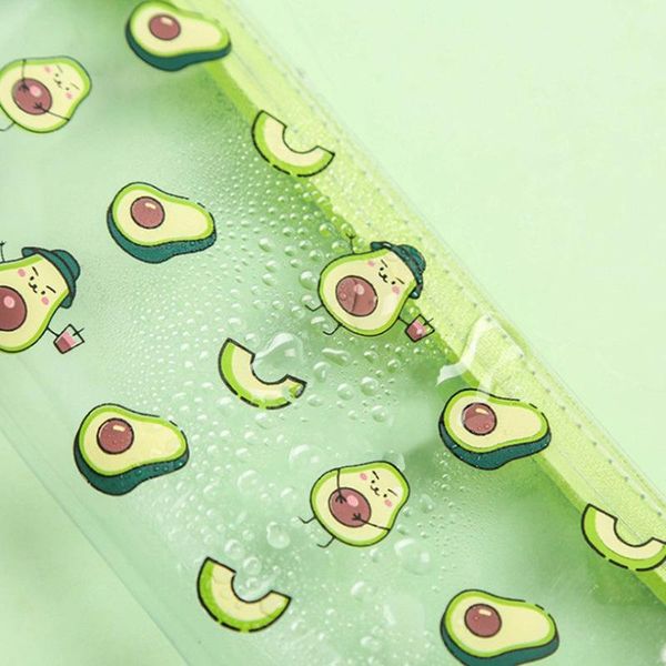 

2020 cute kawaii cartoon avocado pencil bag mini pvc transparent stationery pen box storage for boy girl student school supplies