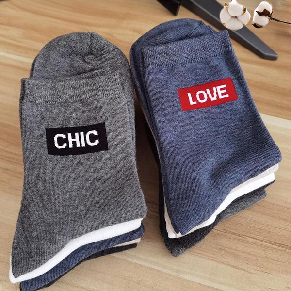 

2021 spring and autumn new business leisure cotton socks men's gift dress socks 5 pairs/lot size 38-44 male sokken, Black