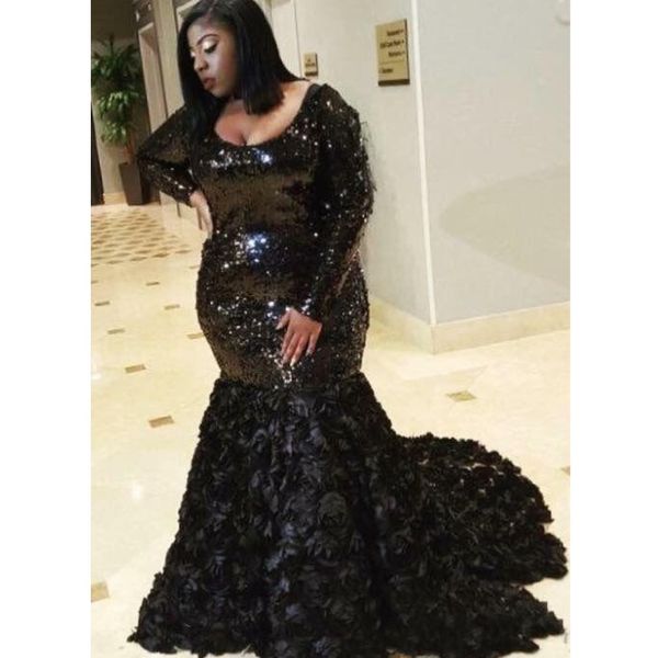 

plus size mermaid prom african dress women luxury evening dress woman, Black