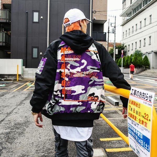 

camo baseball jacket bomber patchwork coat letters embroidery stand collar hip hop jackets and coats1, Black;brown
