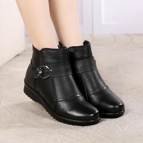

boots women shoes warm plush fur ankle boots winter female flat casual shoes ladies waterproof ultralight footwear1, Black