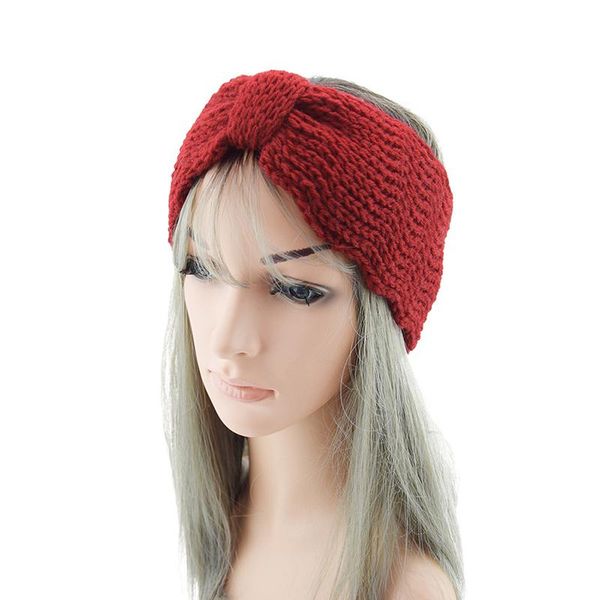 

1pc winter warmer ear knitted hairband bow waves elastic headband for women girls solid color turban hair accessories head warp q bbygte