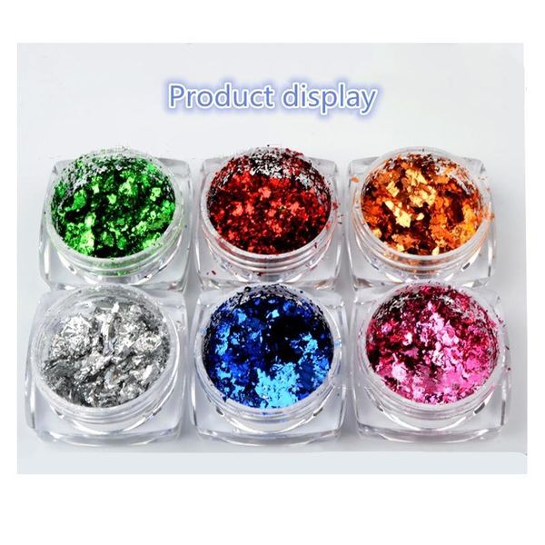 

1box diy irregular pigment nail flakes sequins powder magic mirror glitters gold silver red colors nail de jllswy, Silver;gold