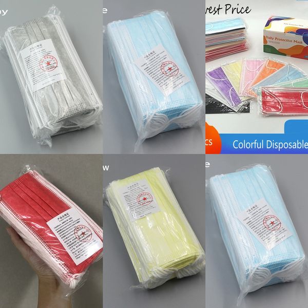 

disposable 3 11 colors layers fashion face mask protective non-woven anti-dust kids mascarilla mascherina 50outlet3fsv