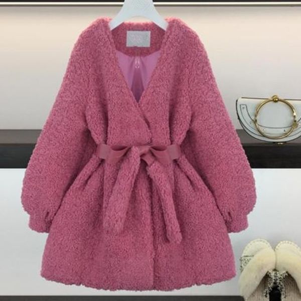 Outono inverno 2020 novo casaco de peluche falso casaco chique casaco mulheres moda coreia cordeiro pele casaco 2 cor sobrecaat lj201106